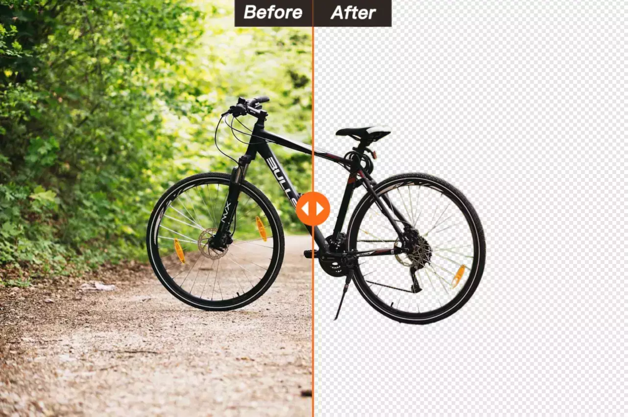 Image background removal before and after comparison
