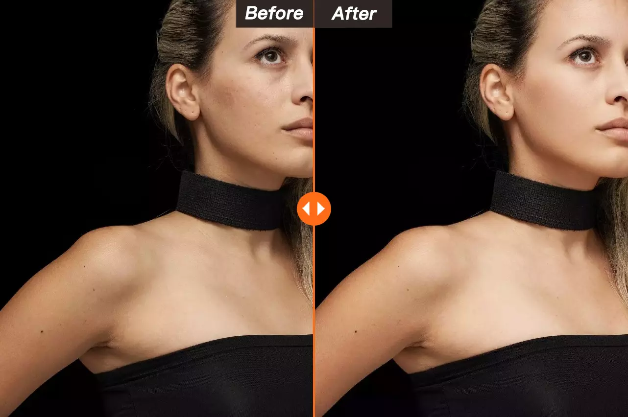 Comparison images of the results of portrait retouching