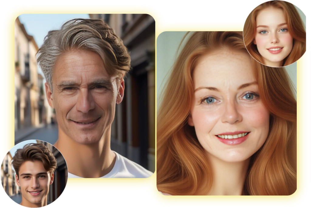 Before and after ai age up image showing aging effect