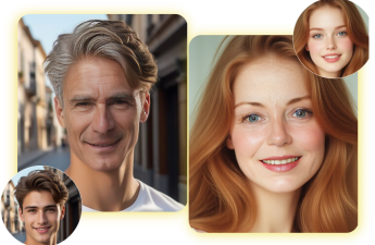 Before and after ai age up image showing aging effect