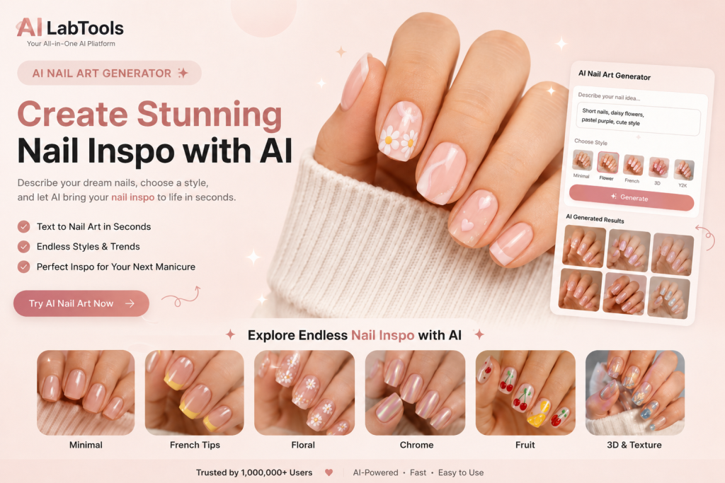 AI nail art generator creating cute nail inspo ideas for short nails in 2026