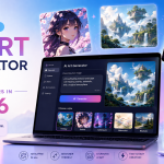 Best Free AI Art Generator Tools for Beginners in 2026 blog cover image featuring AILab Tools AI art generator interface, laptop mockup, and sample AI-generated artwork.