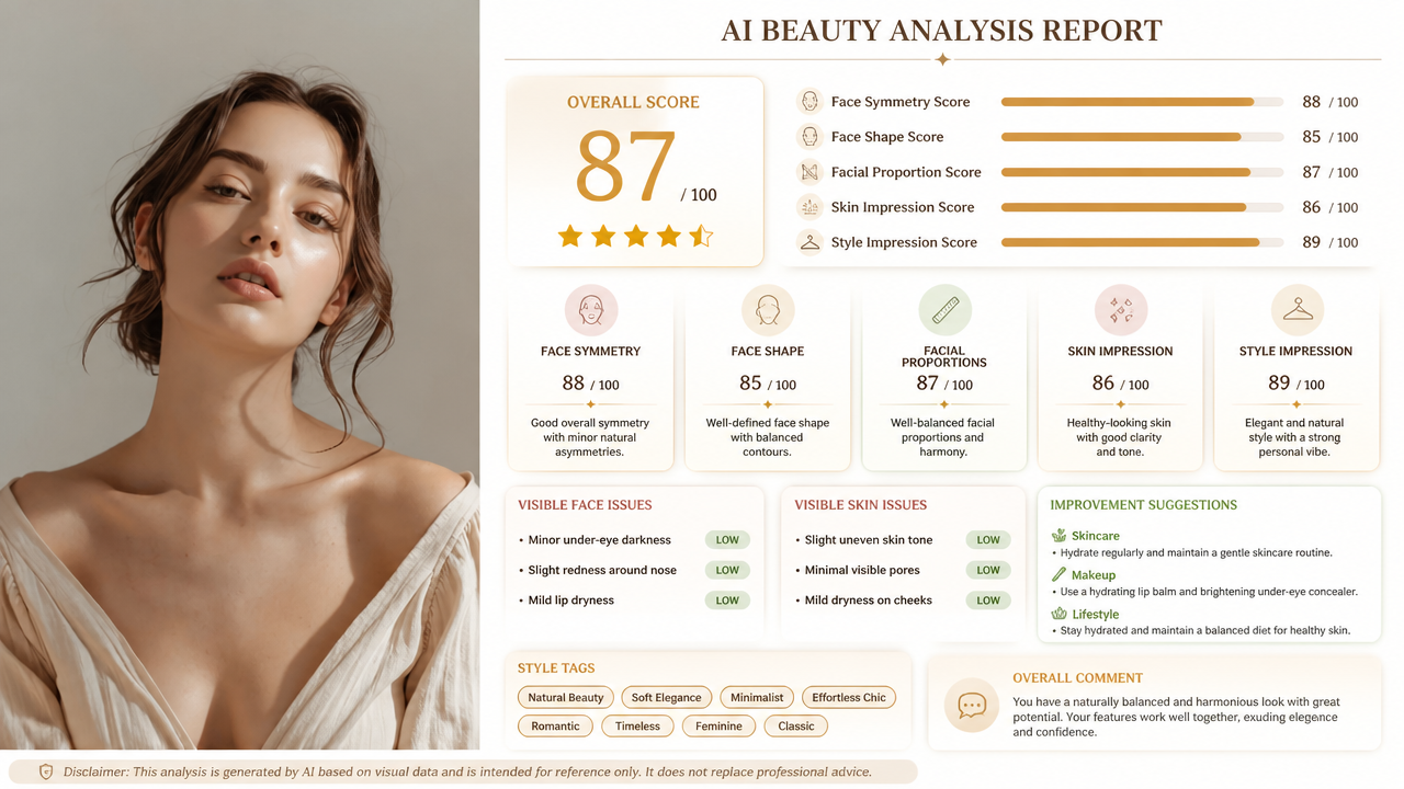 AI Face Rater analyzing facial symmetry, proportions, and overall face rating