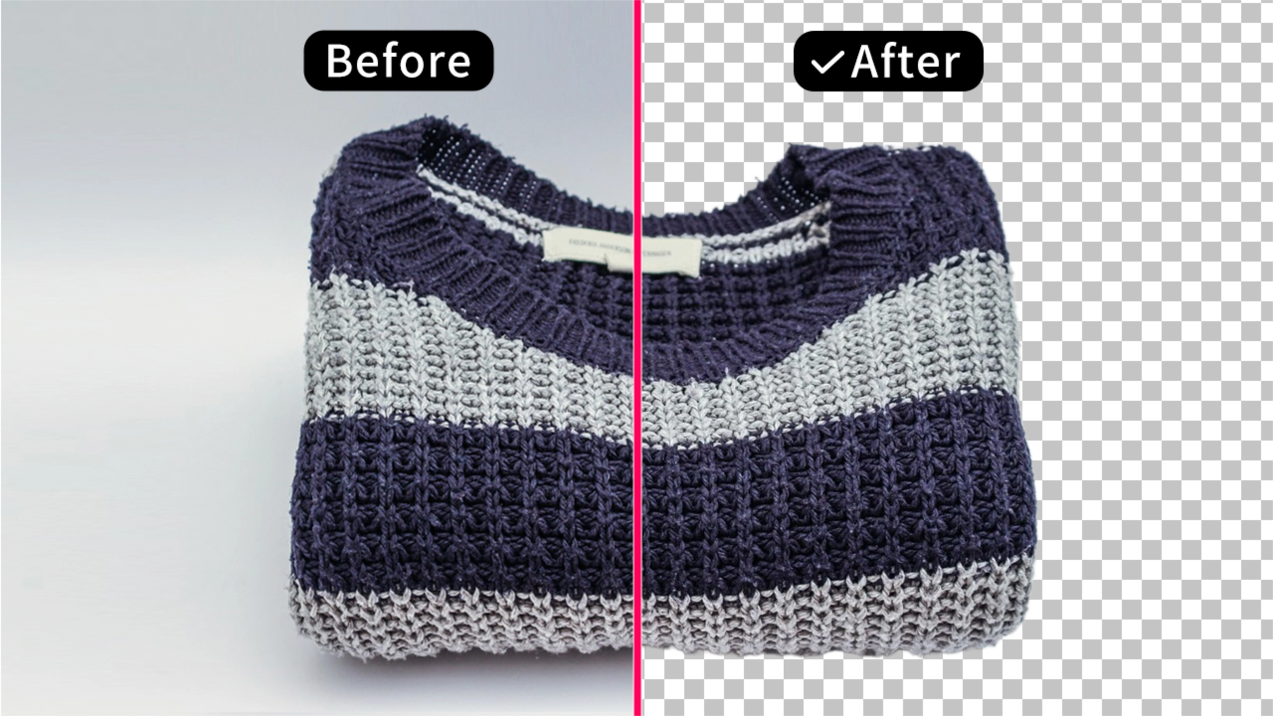 AI technology helps remove backgrounds from apparel images, emphasizing textures and designs