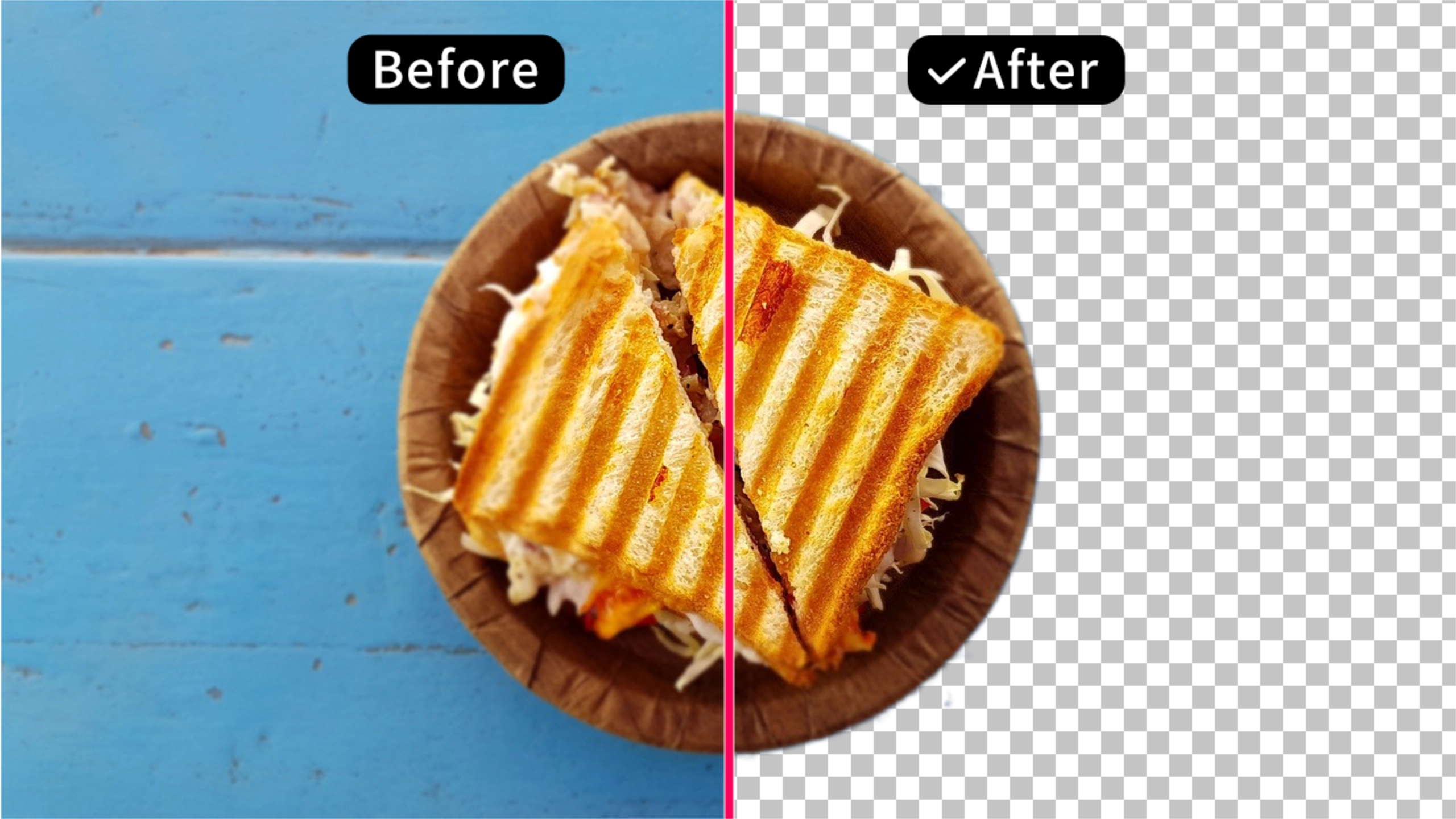 Use AI to remove backgrounds from food photos, showcasing the details of your dishes