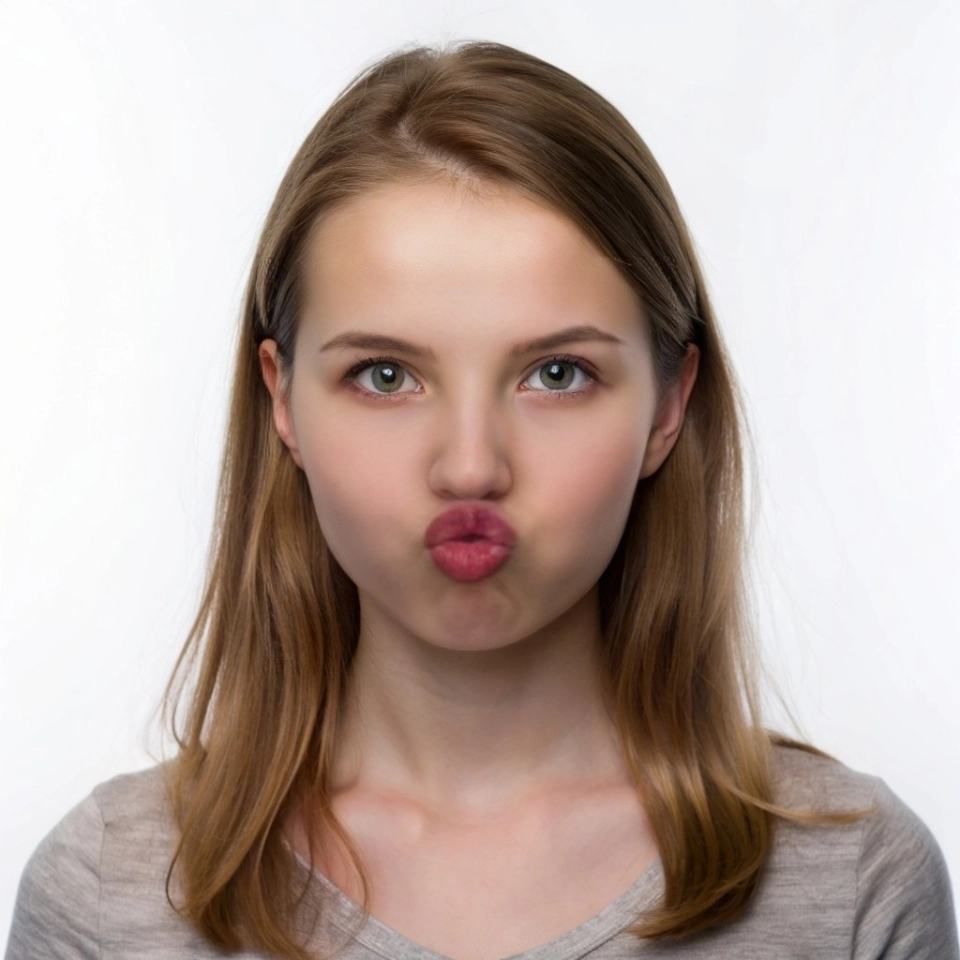 AI-generated pout expression